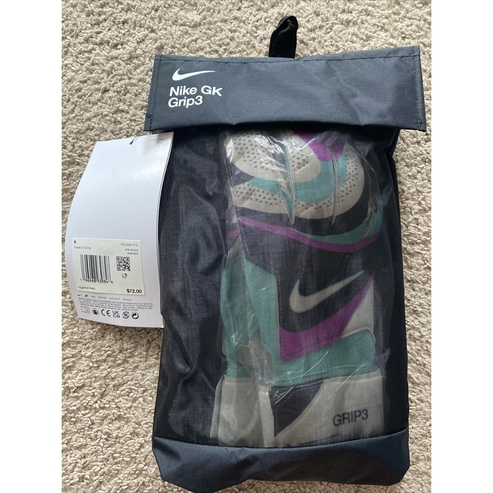 Nike Unisex GK Grip 3 Goalkeeper Soccer Gloves Size 8 FB2998-010 NEW